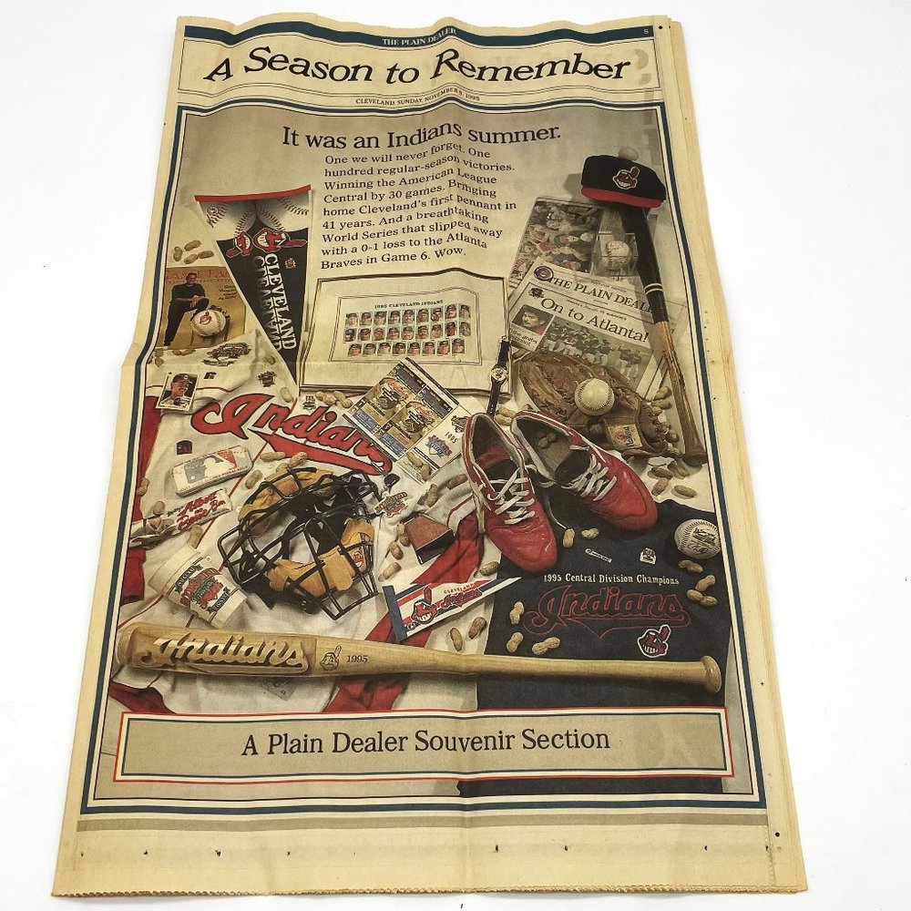 Vtg 1995 Plain Dealer‎ Newspaper Season to Remember Cleveland Indians Baseball
